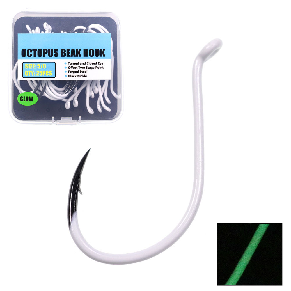 Fishing Hook Offset - 야광 수입 강철 문어 부리 후크