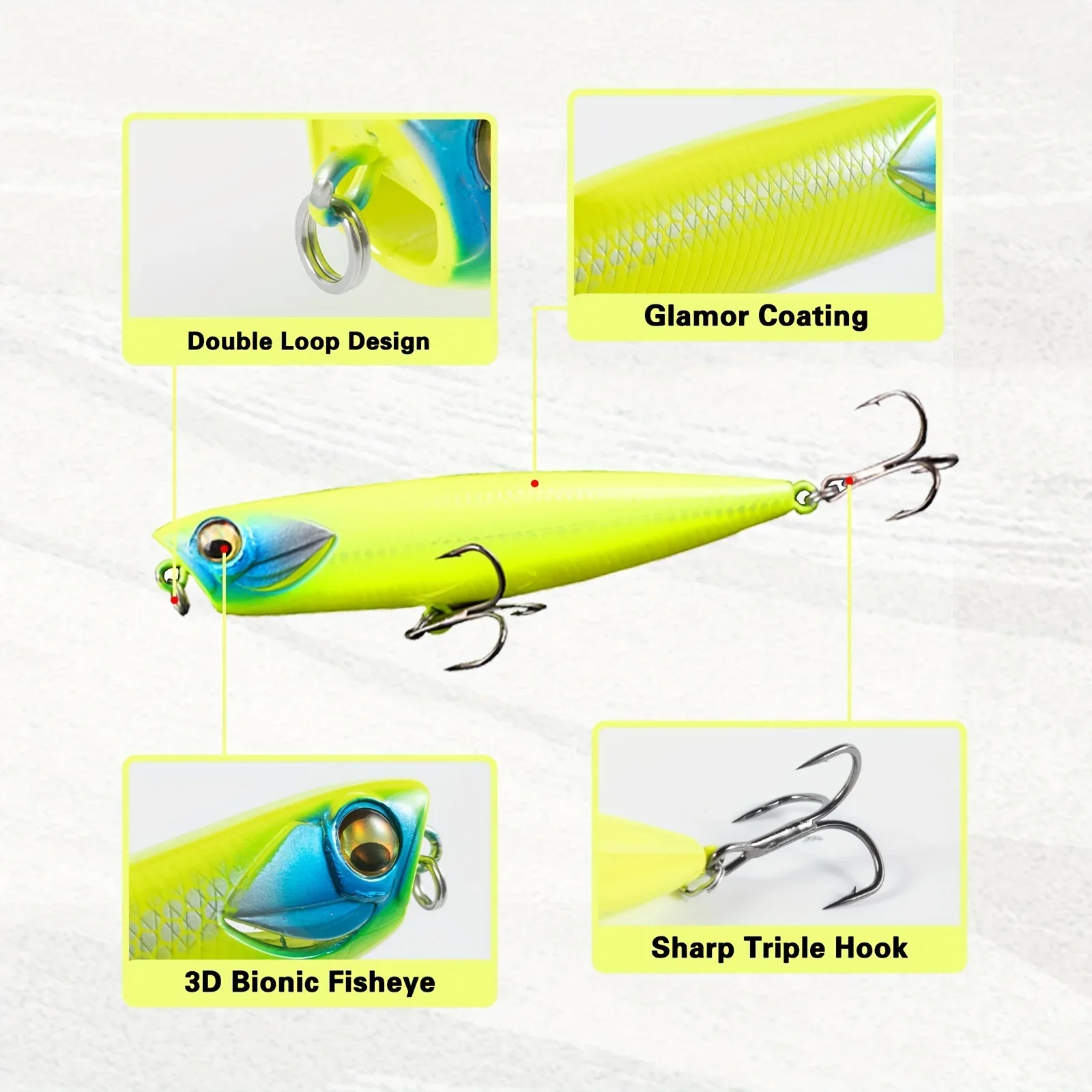 고투어 5개입 3D 생체 모방형 상부 수면 루어 세트, - Fishing Hook Treble 리뷰 및 가격